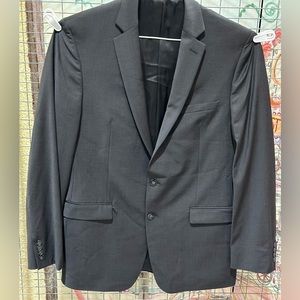 Calvin Klein Blazer Men’s 44s Solid Black Two Button Jacket Wool Blend Business